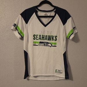 Majestic Seahawks White and Navy Tee